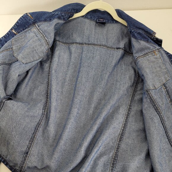 Cruel Girl Jacket Womens M Blue Denim Cropped Long Slv Button Down Front Pockets - Picture 6 of 10